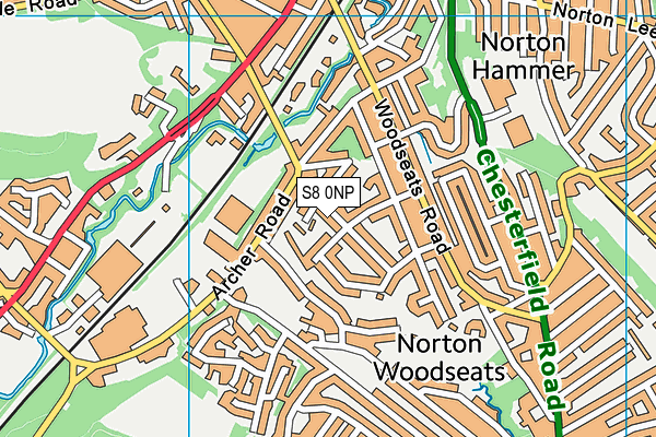 S8 0NP map - OS VectorMap District (Ordnance Survey)