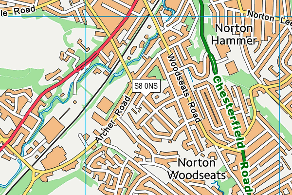 S8 0NS map - OS VectorMap District (Ordnance Survey)