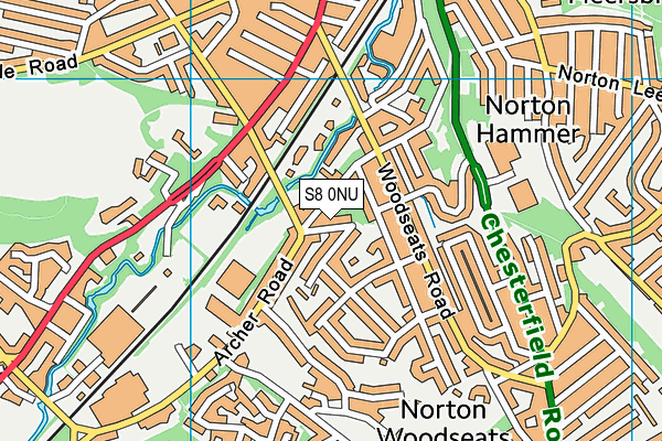 S8 0NU map - OS VectorMap District (Ordnance Survey)