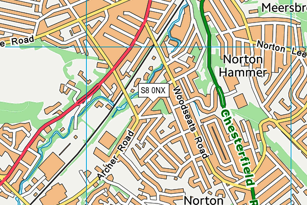 S8 0NX map - OS VectorMap District (Ordnance Survey)