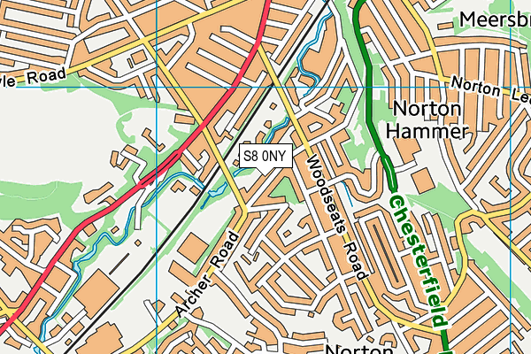 S8 0NY map - OS VectorMap District (Ordnance Survey)