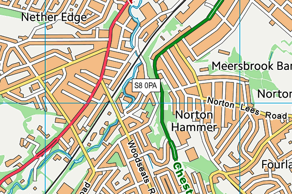 S8 0PA map - OS VectorMap District (Ordnance Survey)