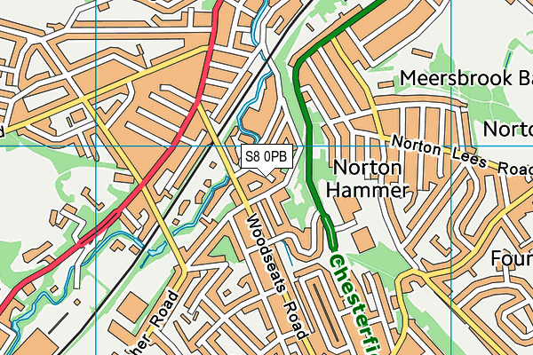 S8 0PB map - OS VectorMap District (Ordnance Survey)