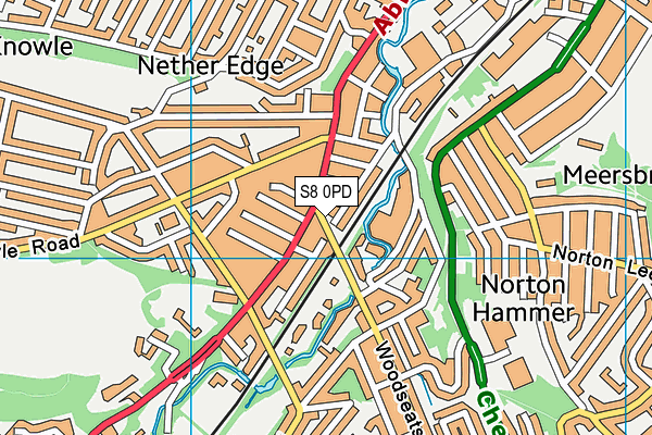 S8 0PD map - OS VectorMap District (Ordnance Survey)