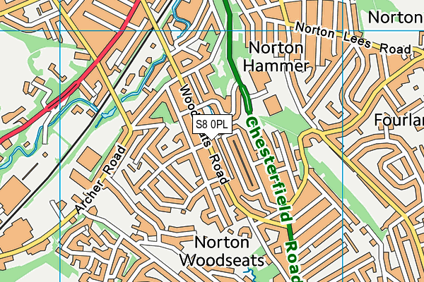 S8 0PL map - OS VectorMap District (Ordnance Survey)