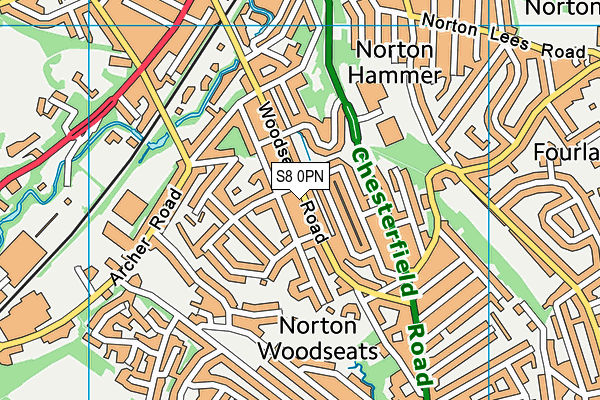 S8 0PN map - OS VectorMap District (Ordnance Survey)