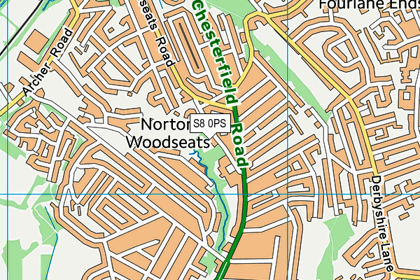 S8 0PS map - OS VectorMap District (Ordnance Survey)