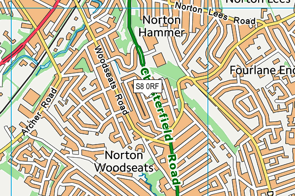 S8 0RF map - OS VectorMap District (Ordnance Survey)