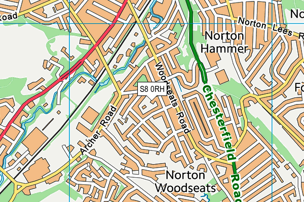 S8 0RH map - OS VectorMap District (Ordnance Survey)