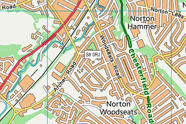 S8 0RJ map - OS VectorMap District (Ordnance Survey)