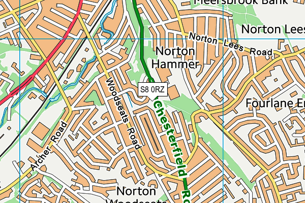 S8 0RZ map - OS VectorMap District (Ordnance Survey)