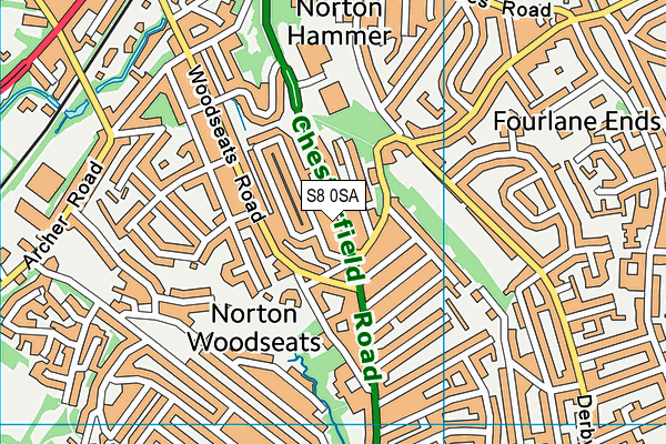 S8 0SA map - OS VectorMap District (Ordnance Survey)