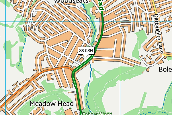 S8 0SH map - OS VectorMap District (Ordnance Survey)