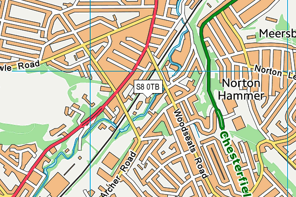 S8 0TB map - OS VectorMap District (Ordnance Survey)