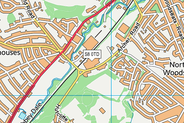 S8 0TD map - OS VectorMap District (Ordnance Survey)