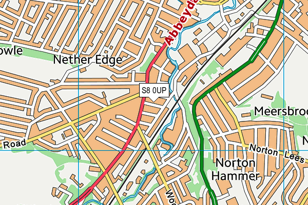 S8 0UP map - OS VectorMap District (Ordnance Survey)