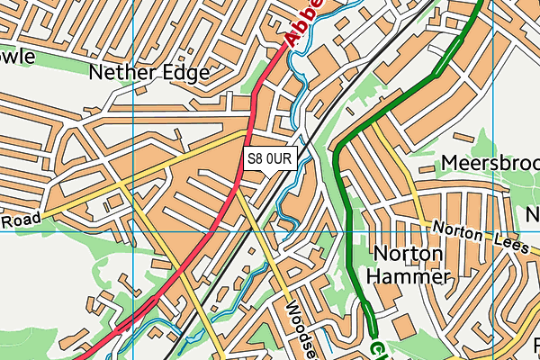 S8 0UR map - OS VectorMap District (Ordnance Survey)