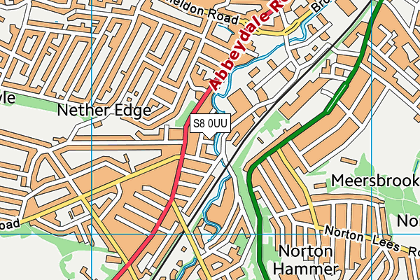 S8 0UU map - OS VectorMap District (Ordnance Survey)