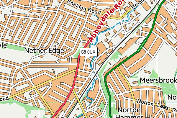 S8 0UX map - OS VectorMap District (Ordnance Survey)