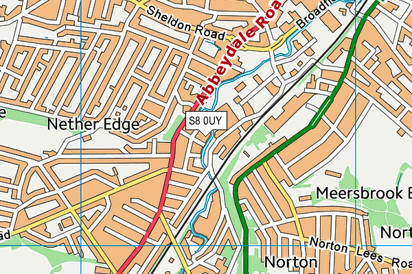 S8 0UY map - OS VectorMap District (Ordnance Survey)