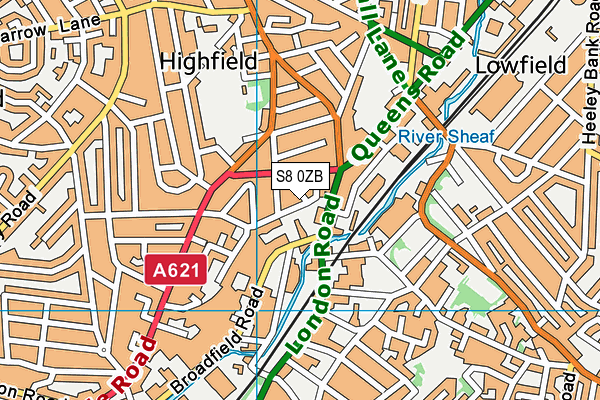 S8 0ZB map - OS VectorMap District (Ordnance Survey)