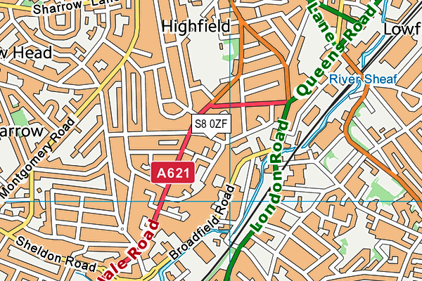 S8 0ZF map - OS VectorMap District (Ordnance Survey)