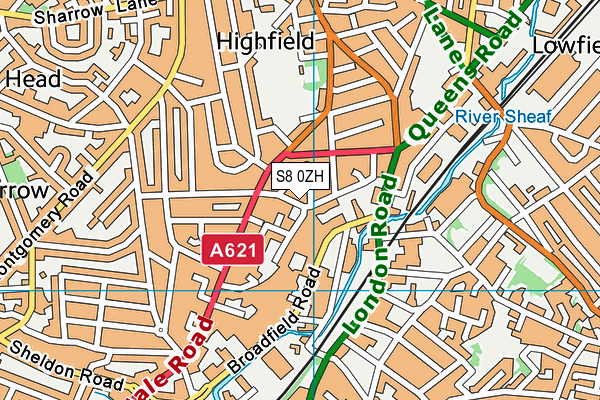 S8 0ZH map - OS VectorMap District (Ordnance Survey)