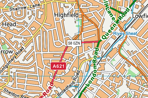 S8 0ZN map - OS VectorMap District (Ordnance Survey)