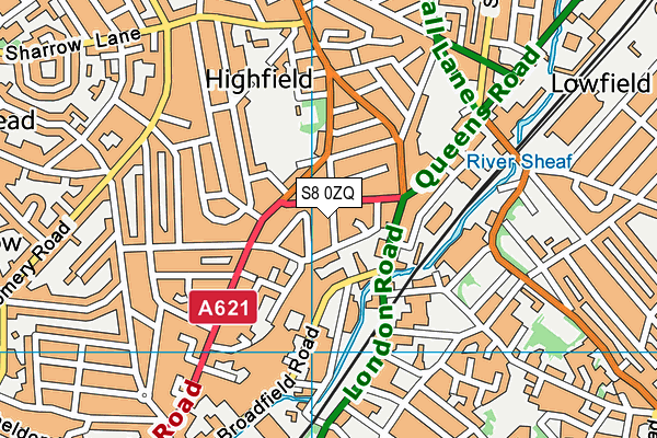 S8 0ZQ map - OS VectorMap District (Ordnance Survey)