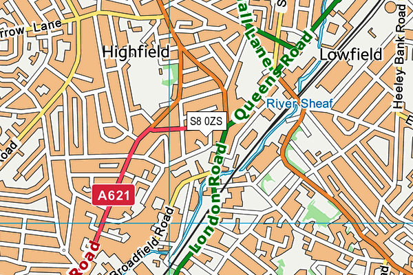 S8 0ZS map - OS VectorMap District (Ordnance Survey)