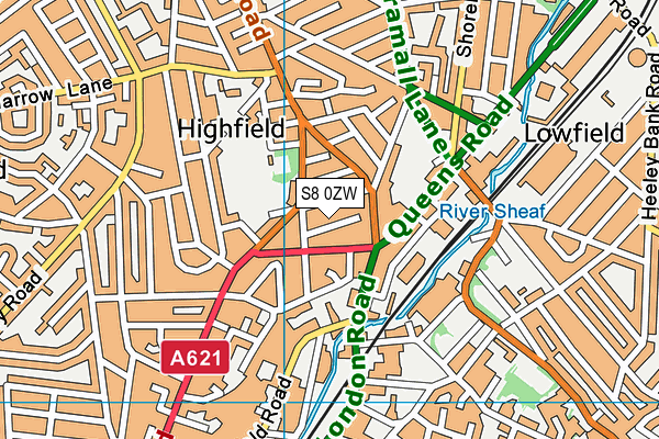 S8 0ZW map - OS VectorMap District (Ordnance Survey)