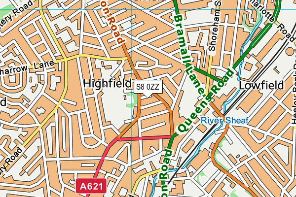 S8 0ZZ map - OS VectorMap District (Ordnance Survey)