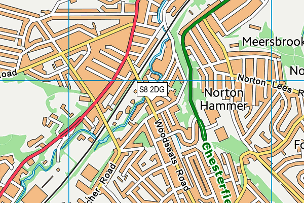S8 2DG map - OS VectorMap District (Ordnance Survey)