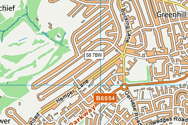 S8 7BW map - OS VectorMap District (Ordnance Survey)
