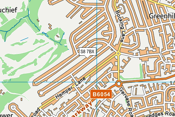 S8 7BX map - OS VectorMap District (Ordnance Survey)