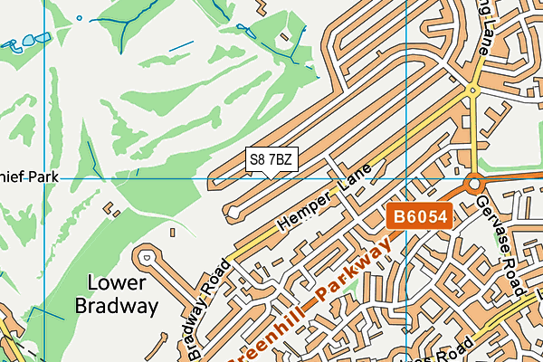 S8 7BZ map - OS VectorMap District (Ordnance Survey)