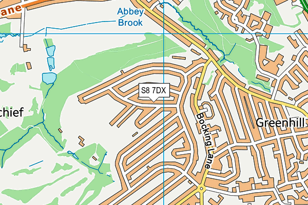 S8 7DX map - OS VectorMap District (Ordnance Survey)