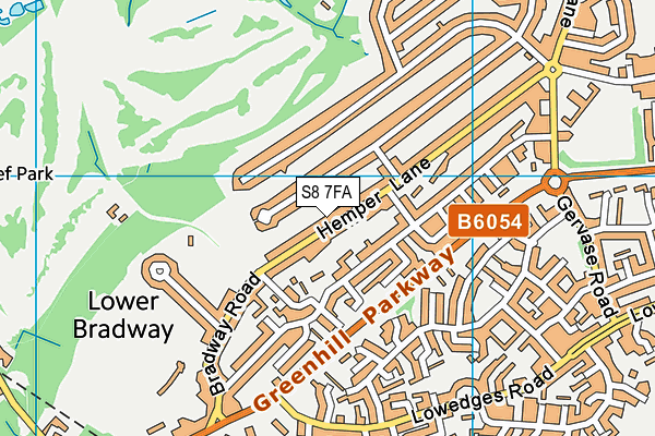 S8 7FA map - OS VectorMap District (Ordnance Survey)