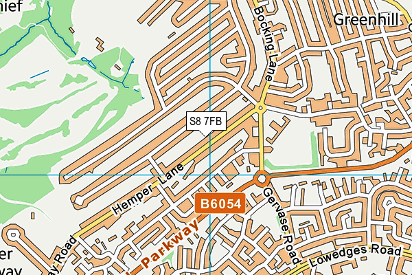 S8 7FB map - OS VectorMap District (Ordnance Survey)