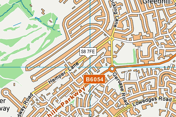 S8 7FE map - OS VectorMap District (Ordnance Survey)