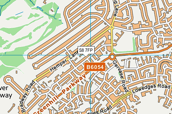 S8 7FP map - OS VectorMap District (Ordnance Survey)