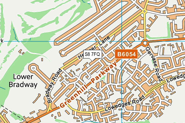 S8 7FQ map - OS VectorMap District (Ordnance Survey)