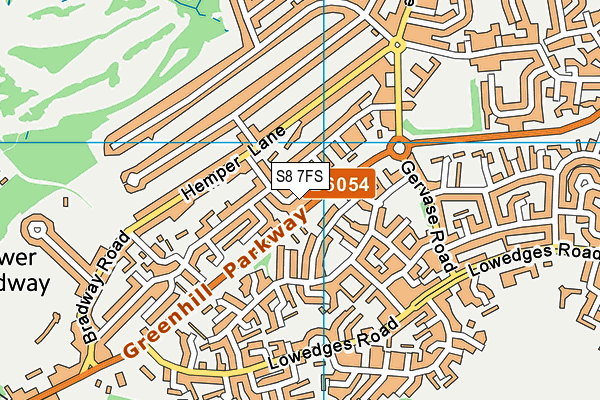 S8 7FS map - OS VectorMap District (Ordnance Survey)