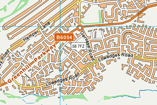 S8 7FZ map - OS VectorMap District (Ordnance Survey)