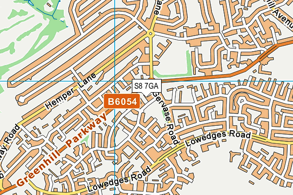 S8 7GA map - OS VectorMap District (Ordnance Survey)