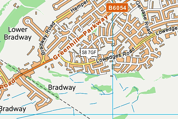 S8 7GF map - OS VectorMap District (Ordnance Survey)