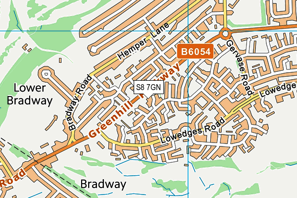 S8 7GN map - OS VectorMap District (Ordnance Survey)