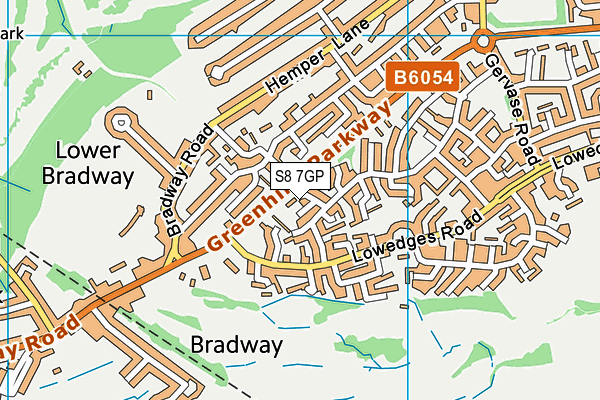 S8 7GP map - OS VectorMap District (Ordnance Survey)