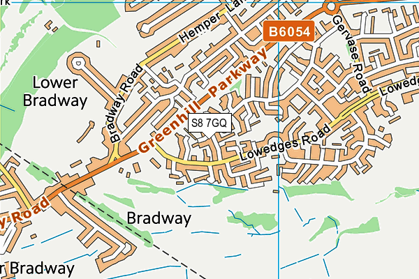 S8 7GQ map - OS VectorMap District (Ordnance Survey)