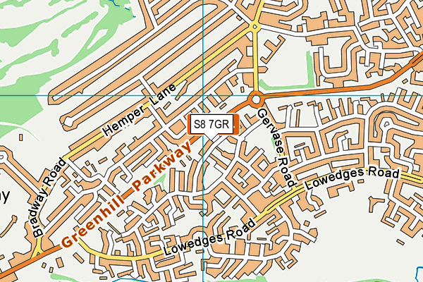 S8 7GR map - OS VectorMap District (Ordnance Survey)